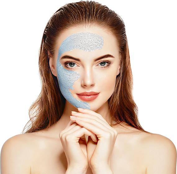 Woman spa mask half face beauty concept healthy